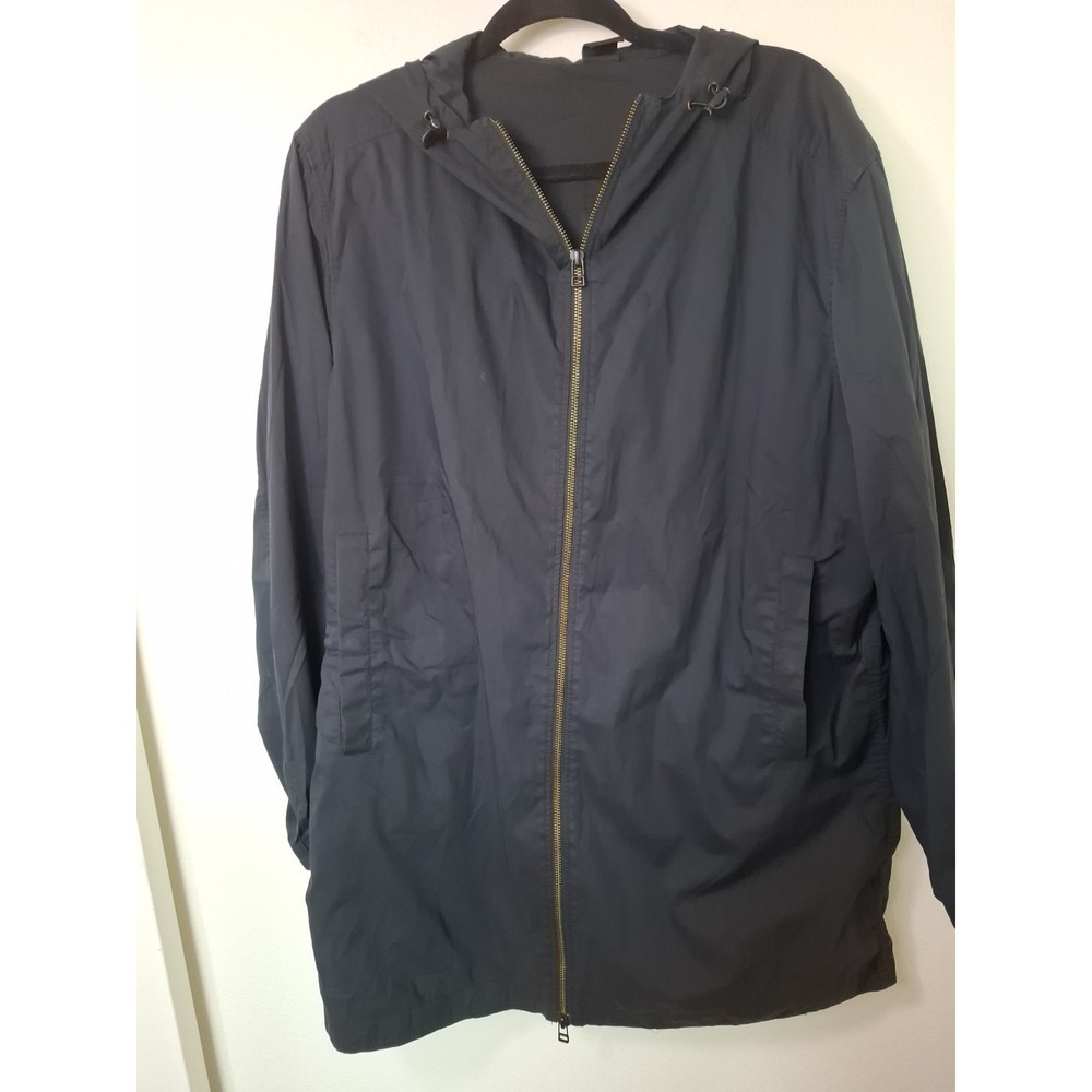 COS Men's Dark Blue Cotton Zip Hooded Jacket/Coat - Sz 30 Or Small Cotton Blend